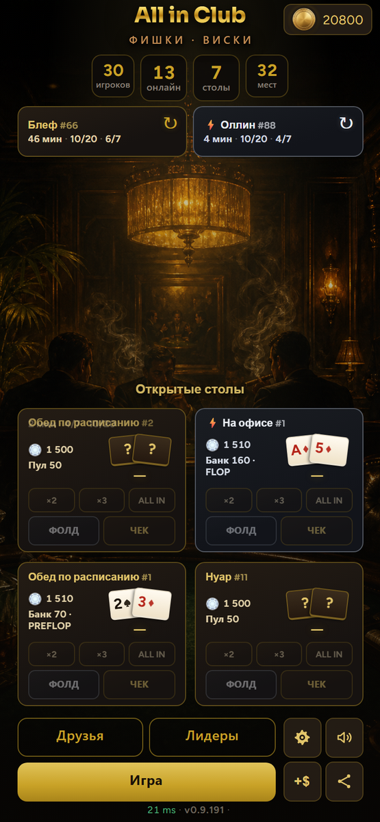 All in Club — poker club in Telegram